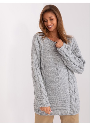 Šedý pletený pulovr