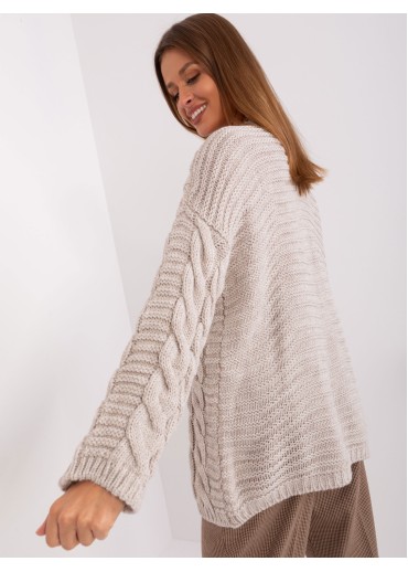 Béžově hnědý pletený pulovr