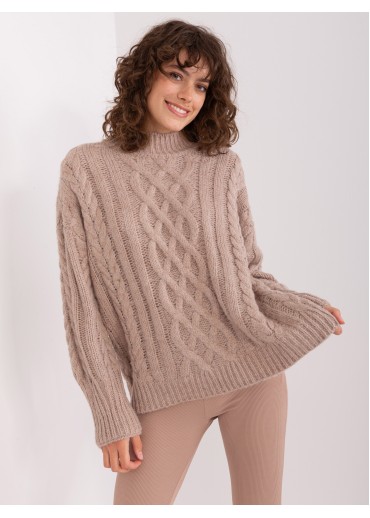 Béžově hnědý pletený svetr