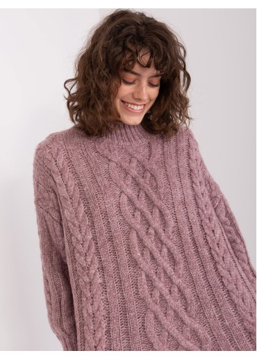 Fialový pletený svetr